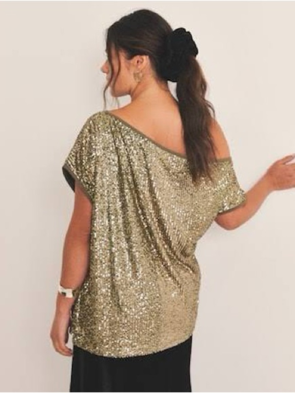 Gold Sequin One-Shoulder Mini Dress